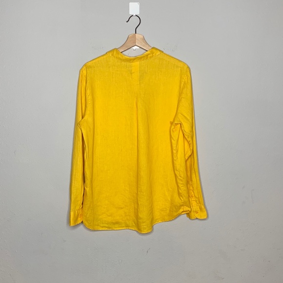 BODEN yellow linen long sleeve button down shirt - Picture 7 of 8